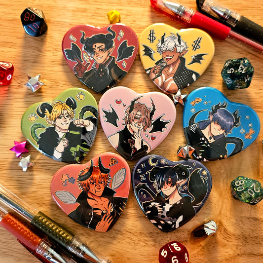Obey Me! Demon Brothers - Heart Buttons!