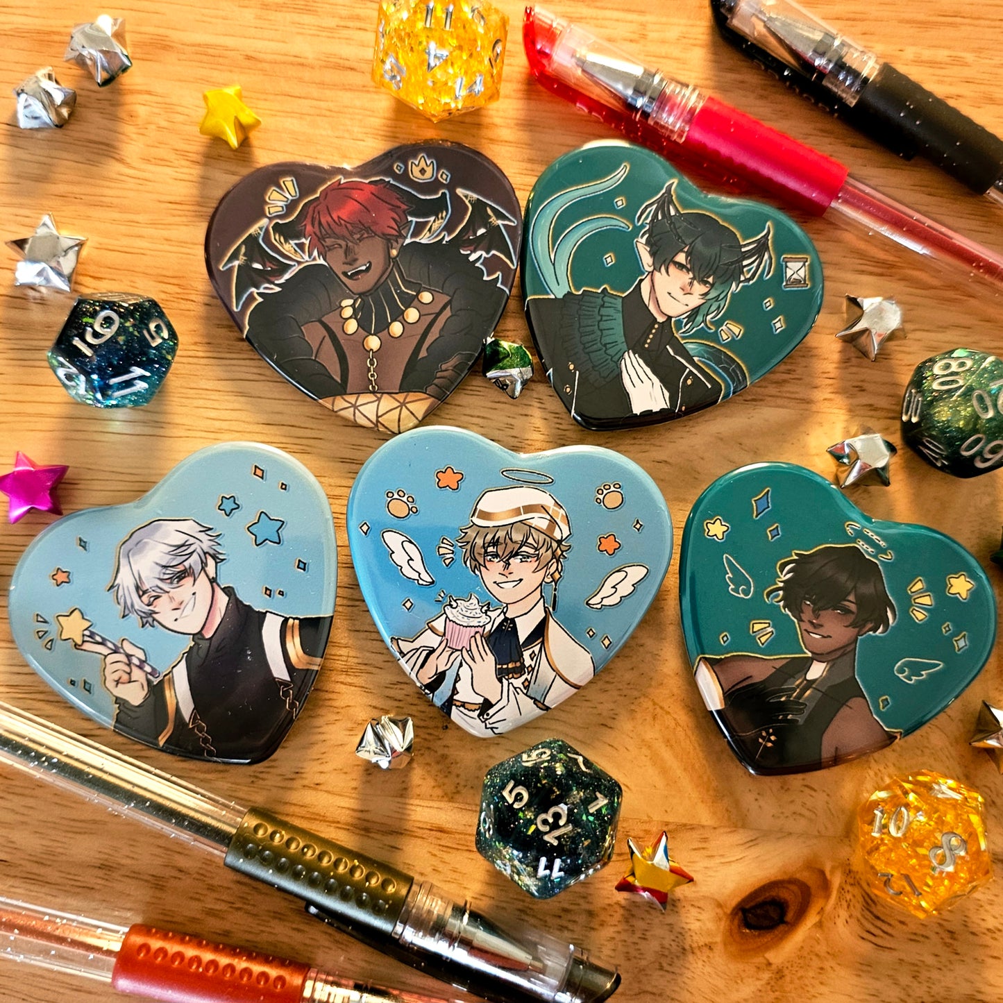 Obey Me! Side Characters - Heart Buttons!