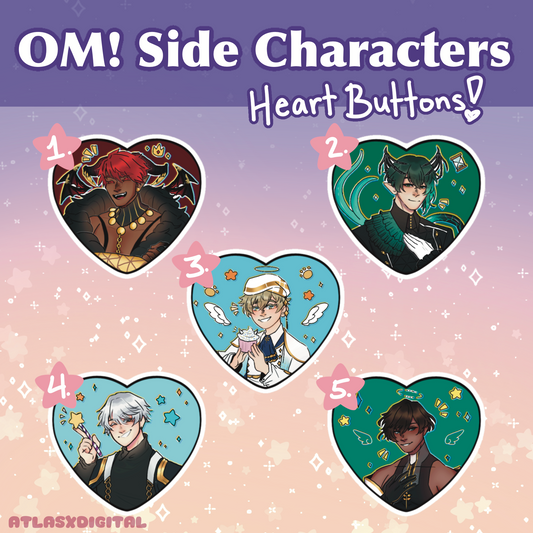 Obey Me! Side Characters - Heart Buttons!