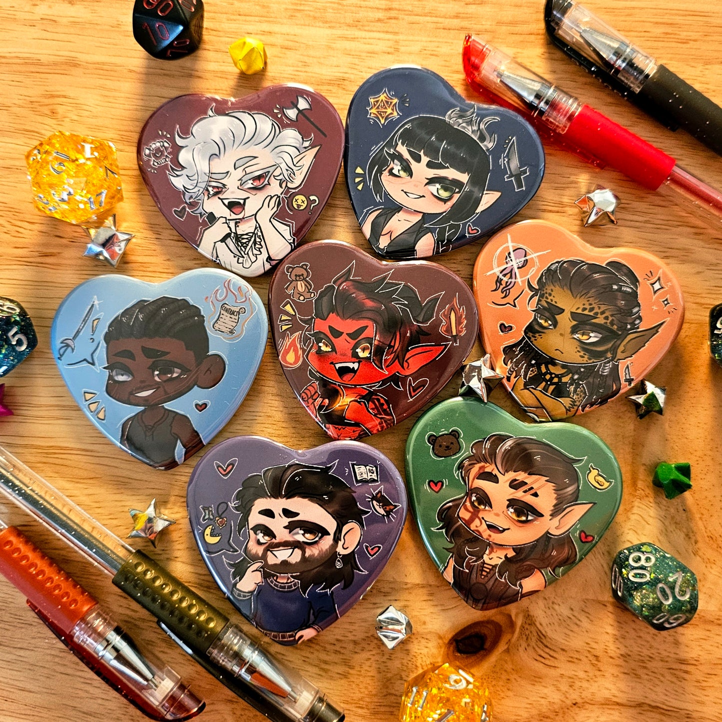Baldur's Gate III Chibi - Heart Buttons!